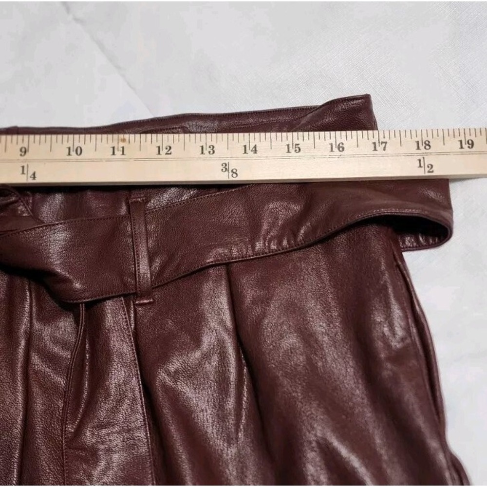Commando Faux Leather Paper Bag Pants Size XL Oxblood w Tie Belt Comfort NWT - Picture 5 of 13